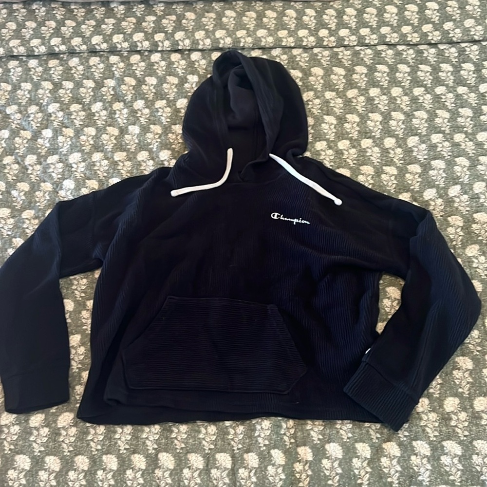 Champion Ribbed Black Hoodie